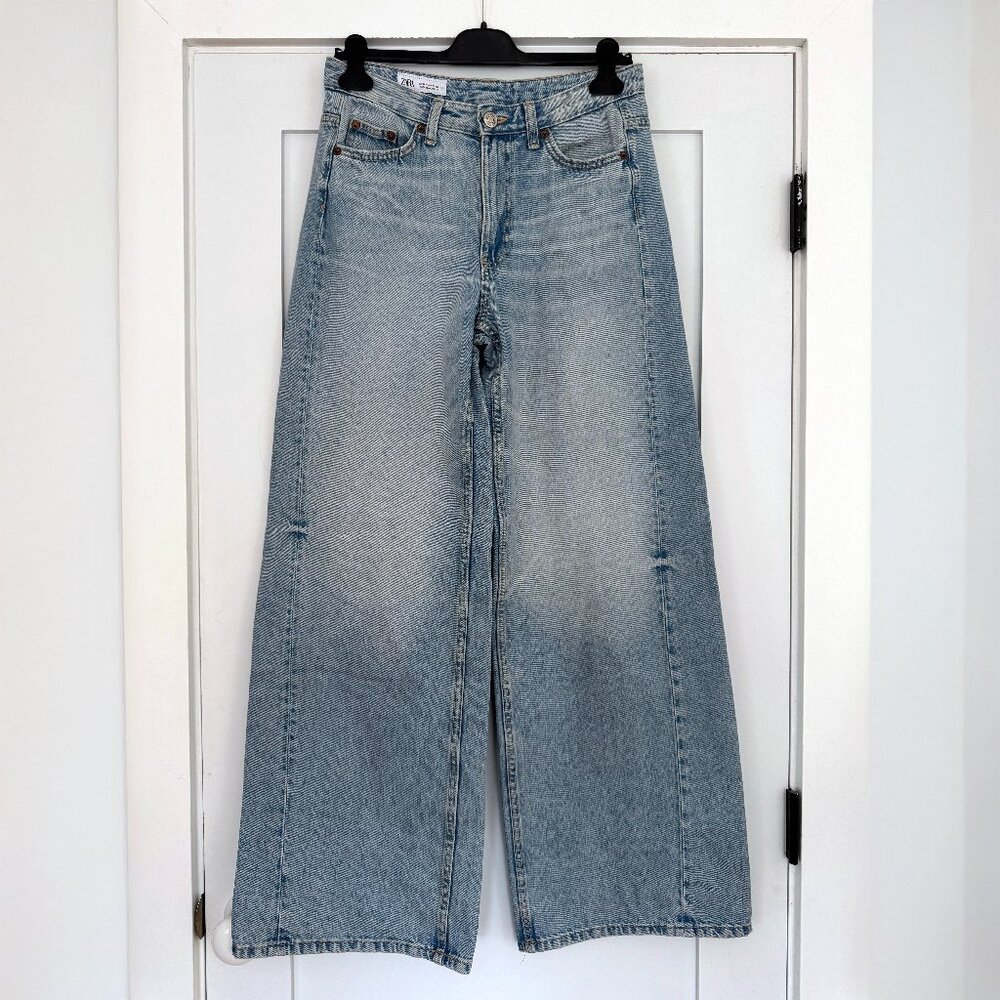 Zara TRF Women's Mid Waist Wide Leg Jeans Light Blue size US 4/EU 36